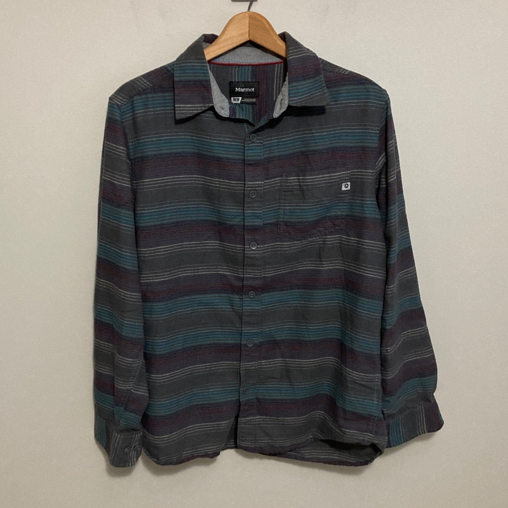 Marmot Fairfax Midweight Flannel Men's Long-Sleeved Shirt, Size Medium, Stripes